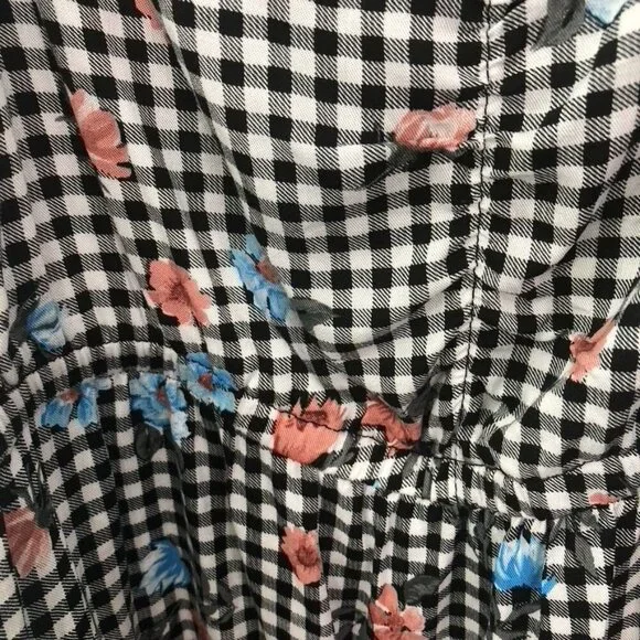 Torrid Womens Floral Gingham Top Size 2 18-20 2X Rayon/Spandex Black/White - Picture 8 of 14
